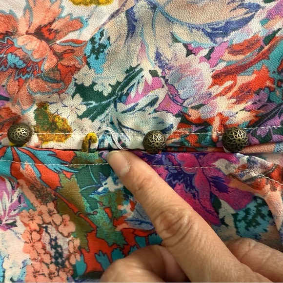 Anthropologie Flutter Sleeve Asymmetrical Tunic Dress Blue Pink - Picture 10 of 14